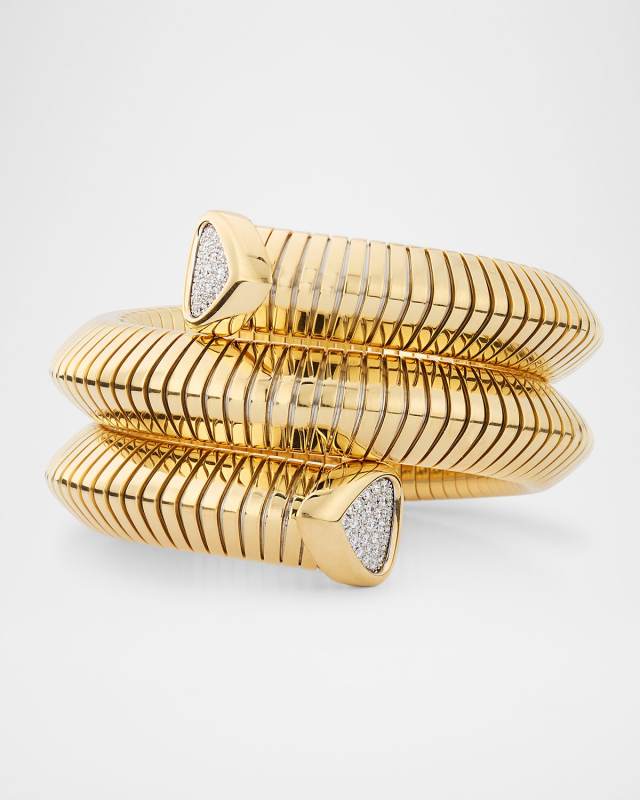 18K Yellow Gold Trisola Triple Diamond Bangle Bracelet